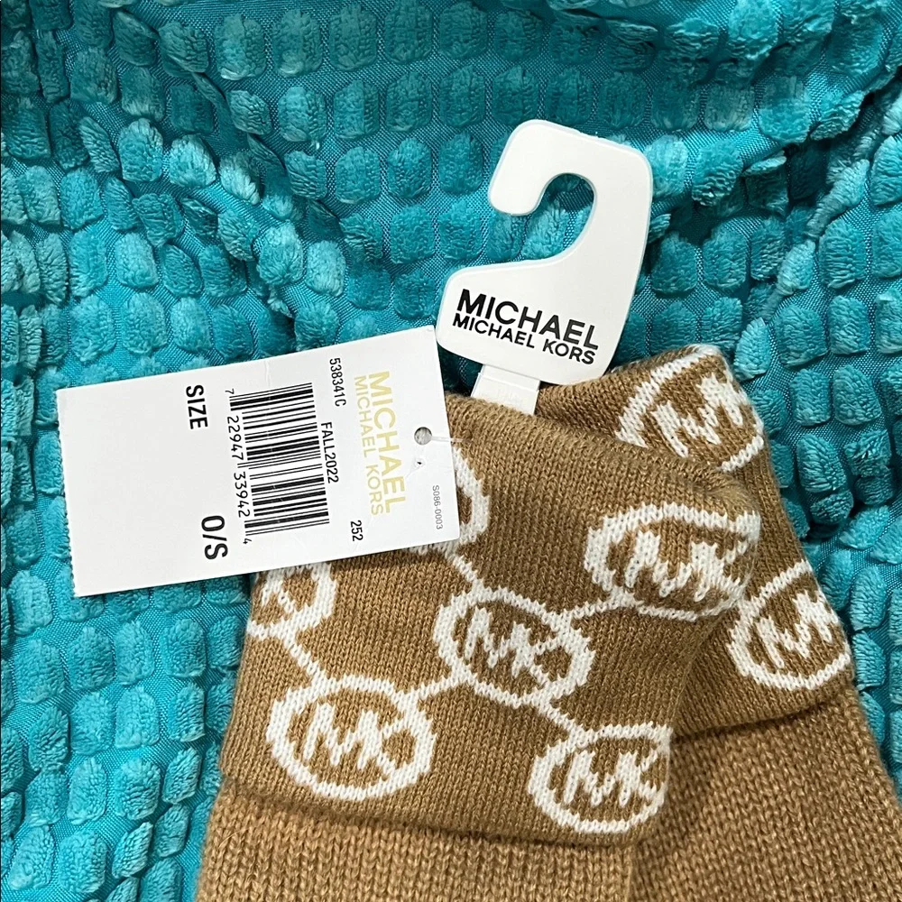 Michael Kors Brown Logo Knit Gloves